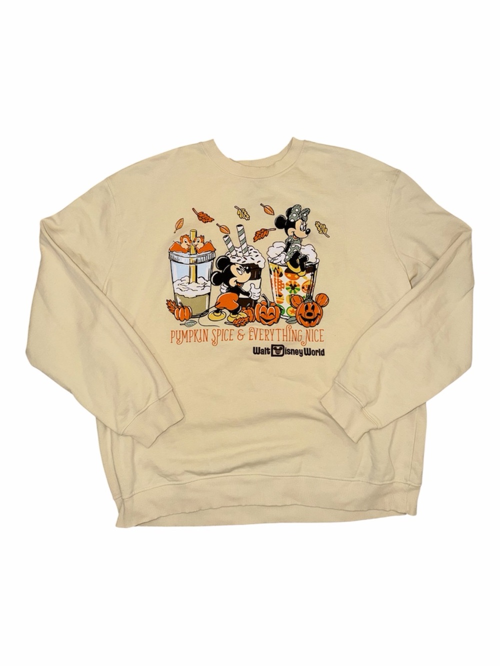 Disney Cream Pumpkin Spice Graphic Crewneck Sweatshirt